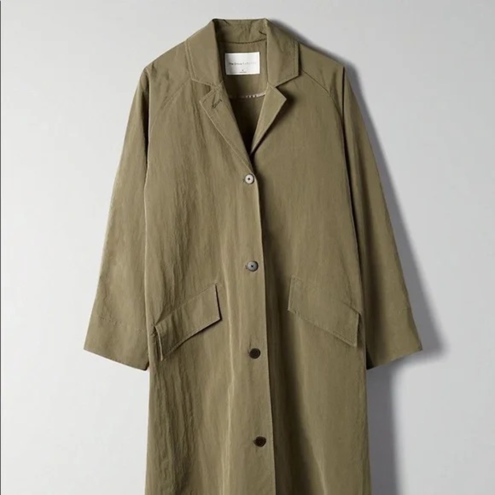 EUC ARITZIA THE GROUP BY BABATON Skylar Oversized Trench Coat XXS Moss Green